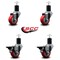 Service Caster 3'' Red Poly Wheel Swivel 1-3/4'' Expanding Stem Caster Set 2 Brakes, 4PK SCC-EX20S314-PPUB-RED-2-PLB-2-134 - alternate 5